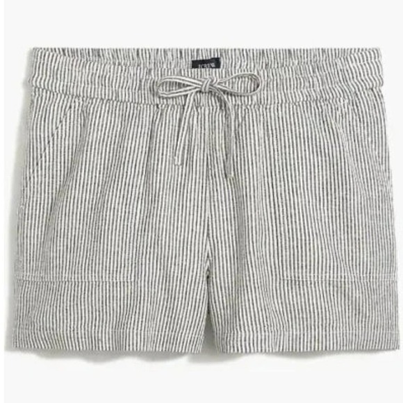 J Crew Women's Plus Size Linen 3.5" Drawstring‎ Stripe Short Side Pockets - Picture 1 of 4